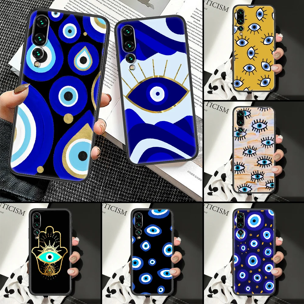 Evil eye Phone Case For Huawei P Mate P10 P20 P30 P40 10 20 Smart Z Pro Lite black fashion cell cover art Etui 3D shell luxury