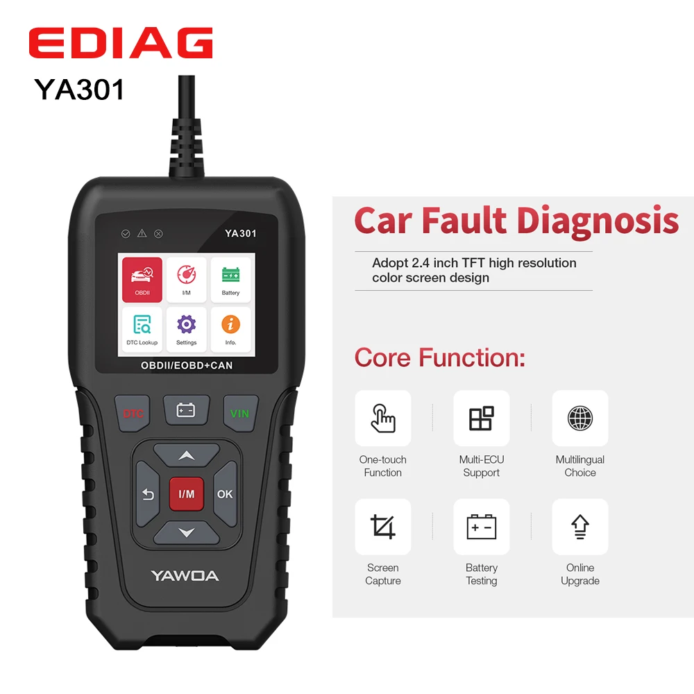 Ediag YA301 по каналам OBDII/EOBD считыватель кодов реальные 16Pin USB обновление с