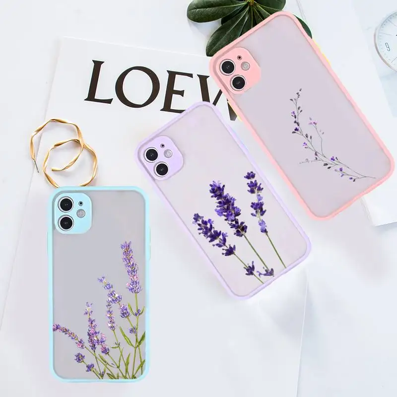 

Simple Lavender Purple Flowers Phone Case purple matte transparent For iPhone 7 8 x xs xr 11 12 13 pro plus max mini Clear