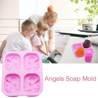 4 grids 3d baby angel mould diy handmade soap mold clay silicone mold cake decoration candy pudding muffin mold