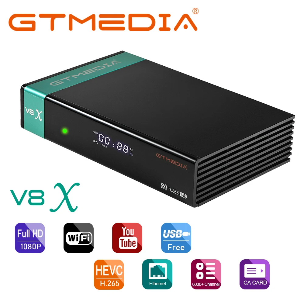 Приемник спутникового телевидения GTMEDIA V8X DVB S2 IPTV HEVC H.265 рецептор для