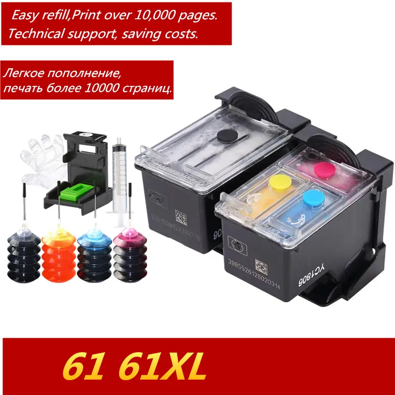 Многоразовый чернильный картридж GraceMate 61 61XL для Hp Deskjet 1000 1050 1055 2000 2050 2512 3000 J110a 5530 4500