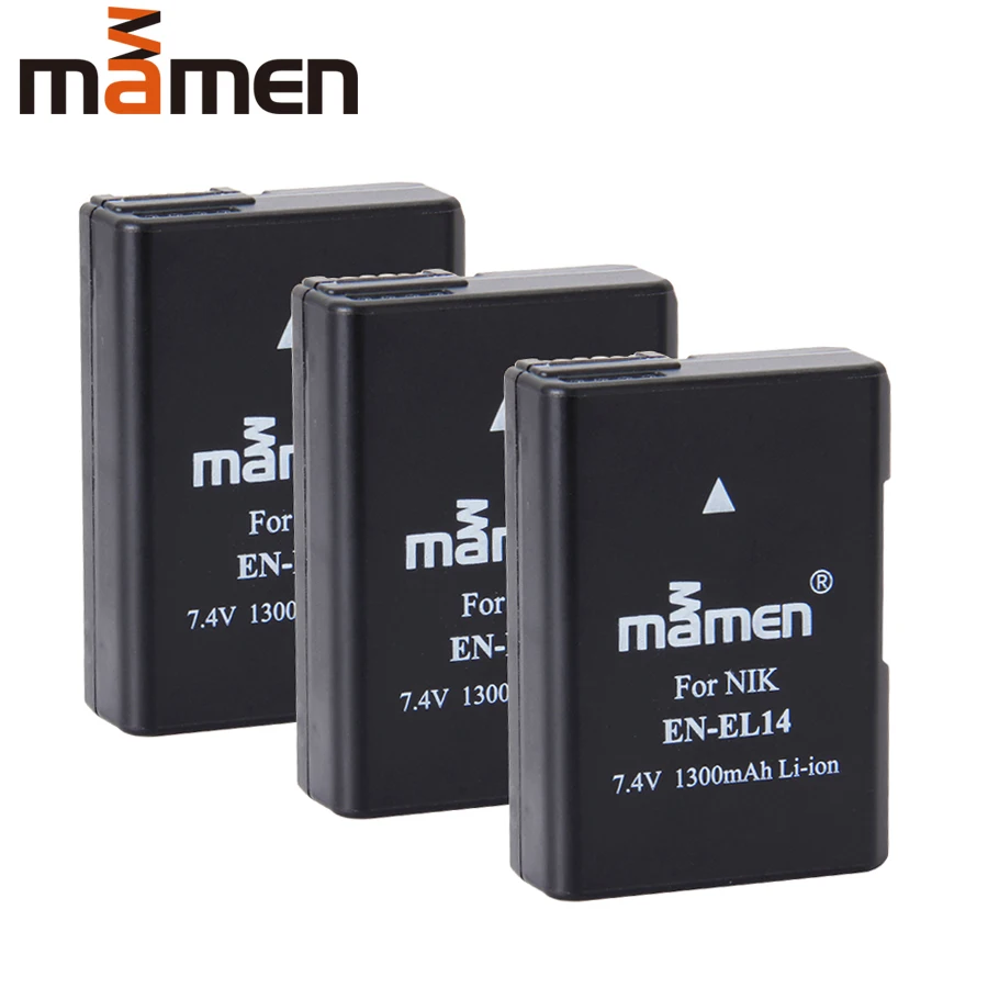 Mamen 3pcs EN EL14 EN-EL14 EN-EL14a ENEL14 Digital Camera Battery for Nikon Coolpix D3100 D3200 D5200 P7100 P7700 DSLR Batteries