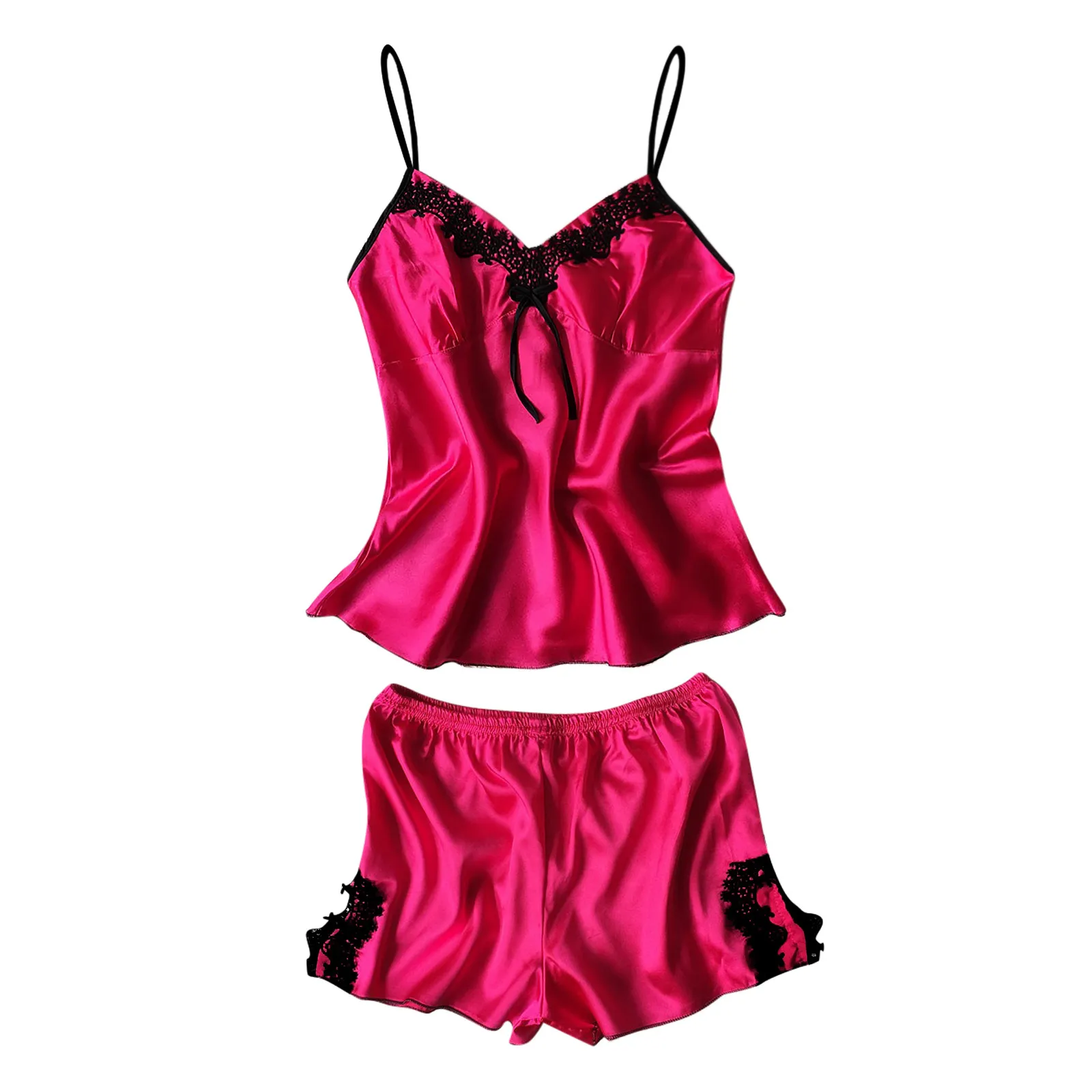 

M-XXL Women Lace Casual Sleeveless Vest Shirt Tops Blouse Shorts Pants 2PCS Set conjunto lenceria mujer Skin-friendly fashion T5