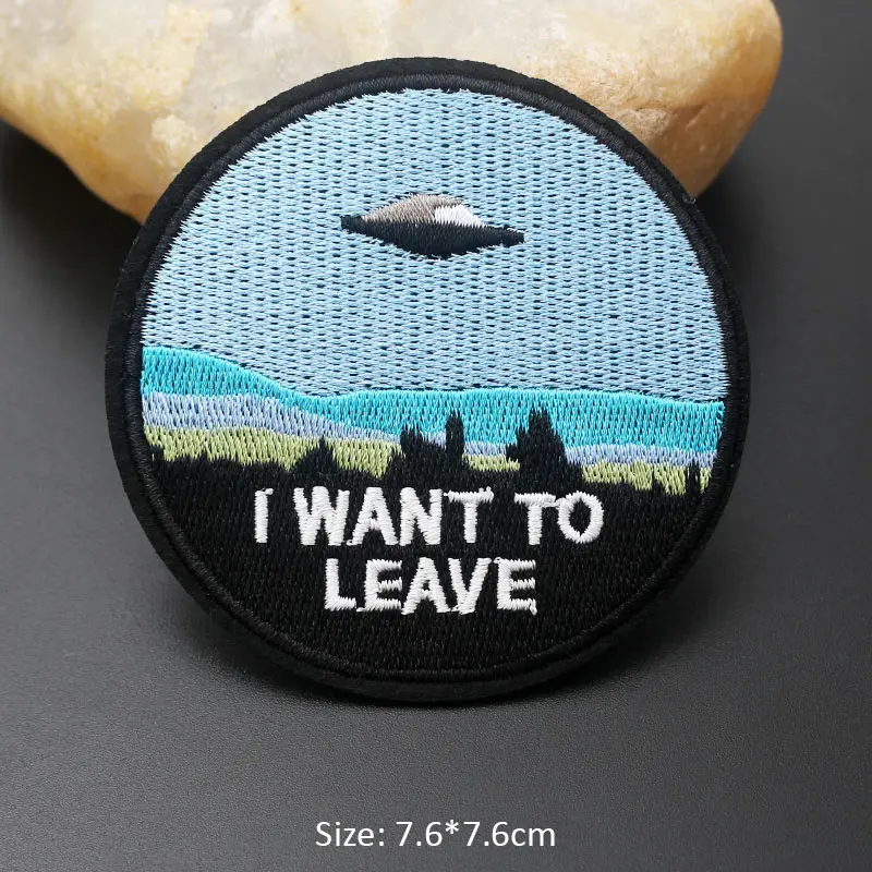Космический UFO кот животное вышитые нашивки железные на одежду шляпа DIY значки полосы аппликация Одежда рюкзак жакет наклейки