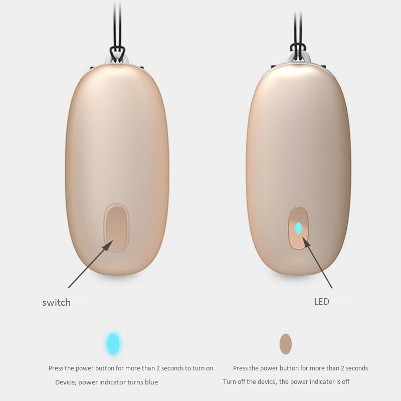 

Mini Portable Air Freshner Personal Wearable Air Purifier Necklace Hanging Ionizer Negative Ion Low Noise in Rose Gold