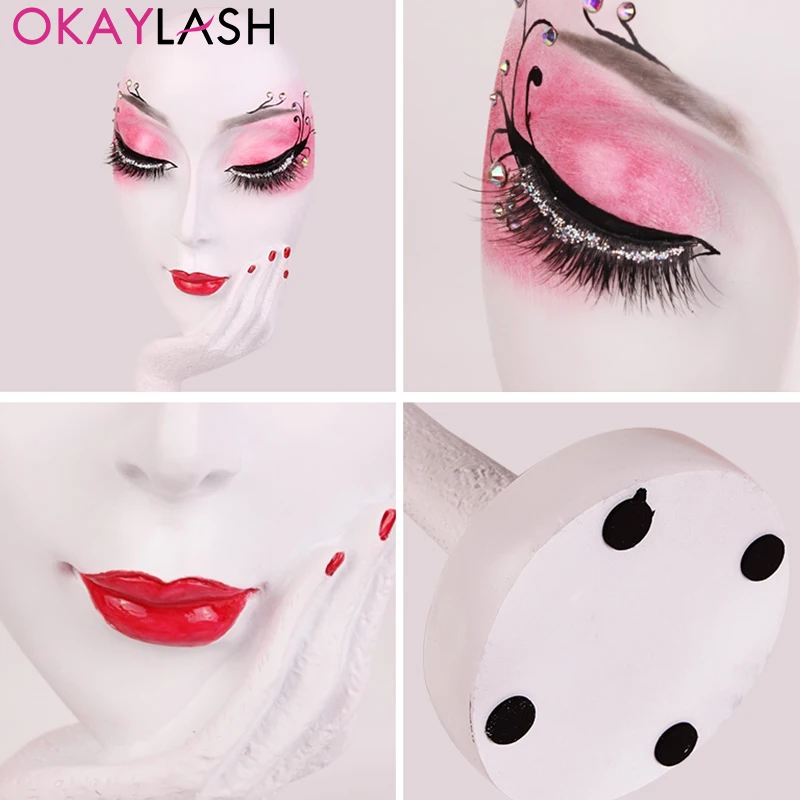 

OKAYLASH Resin Statue Fake Eyelash Nail Beauty Store Decor Eyelash Extension Display Stand Lady Face Sculpture Art Character