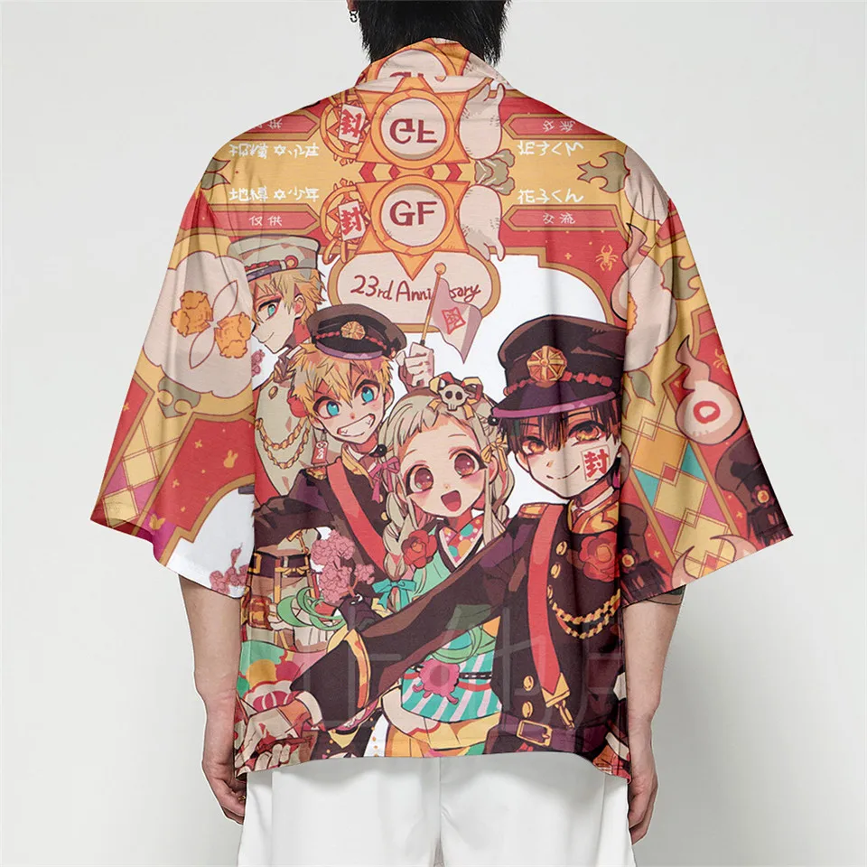 

Hanako-kun Japanese streetwear kimono shirt men's/women's summer harajuku chiffon casual shirt kimono cardigan