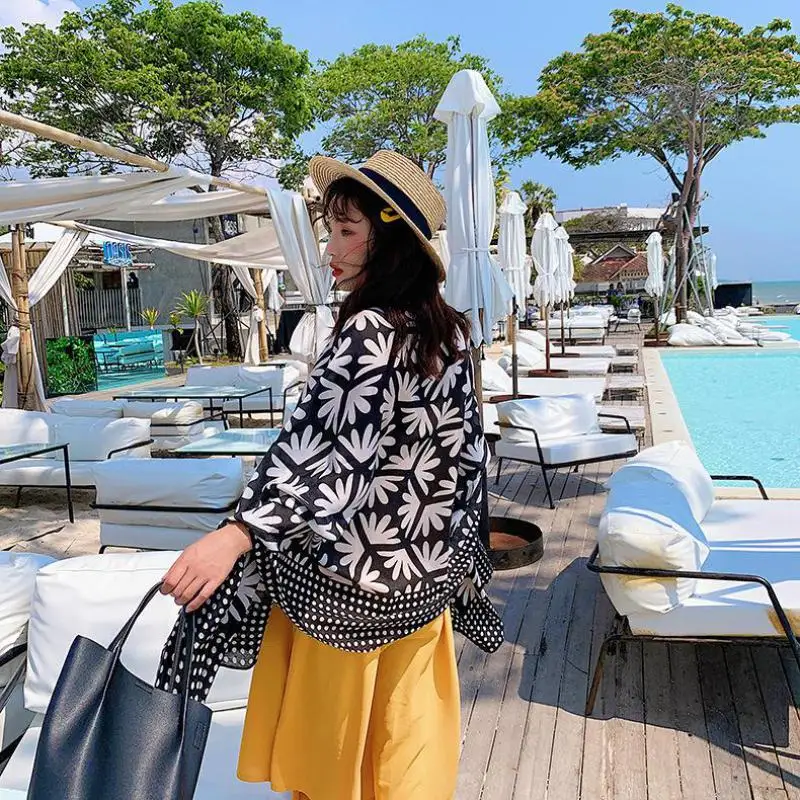 

Women's imitation silk scarf beach shawl spring summer autumn scarf plaid size beach shawl scarf for women