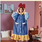 Женская зимняя ночная рубашка из флиса с длинным рукавом и бантом