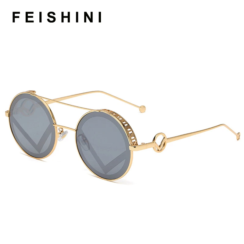 

MIZHO 2021 Brown Festival Metal Frame Eyewear Gradient Sunglasses Women Brand Designer Round High Quality UV400 Glasses Mujer