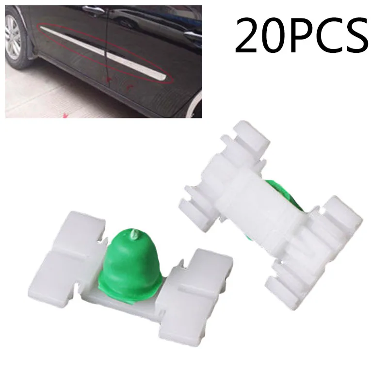

31*20mm Door Clips Plastic White+Green Fasteners Exterior Fender Strip