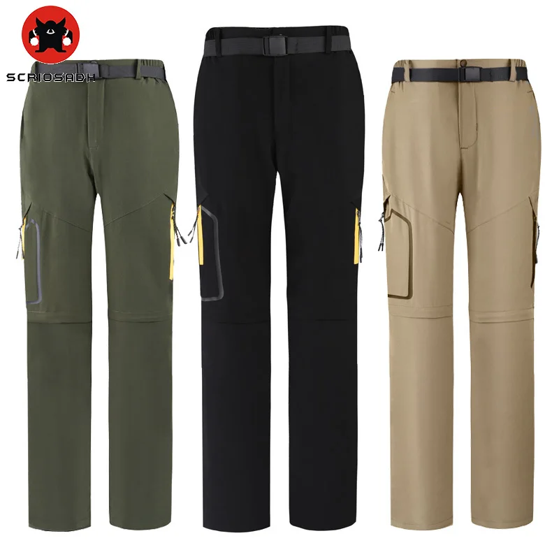 

Быстросохнущие мужские и женские брюки SCRIOSADH для спорта на открытом воздухе съемные весенне-летние парные брюки для рыбалки и пешего туризм...