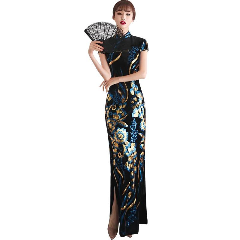 

Женское платье в китайском стиле Syage, длинное приталенное платье Чонсам в китайском стиле для выступлений и сцены