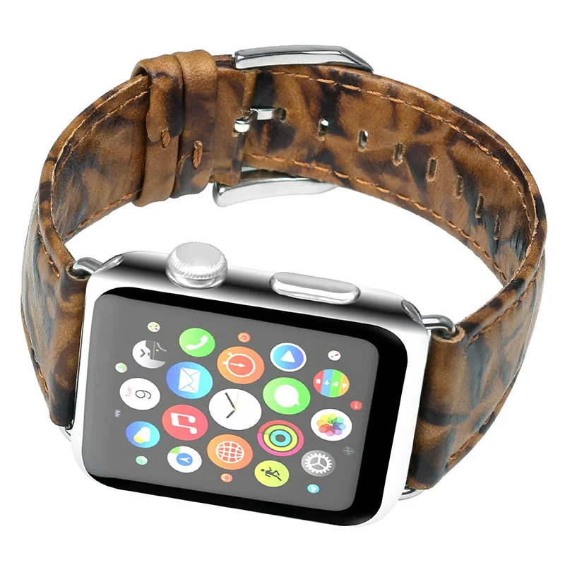 FOHUAS ремешок для Apple Watch из натуральной кожи 42 мм 38 мм браслет с ретро текстурой Crazy Horse для iWatch все версии коричневый
