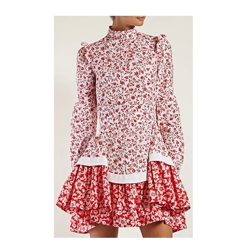 Новинка лета 2020 женское модное милое платье со стоячим воротником и длинным