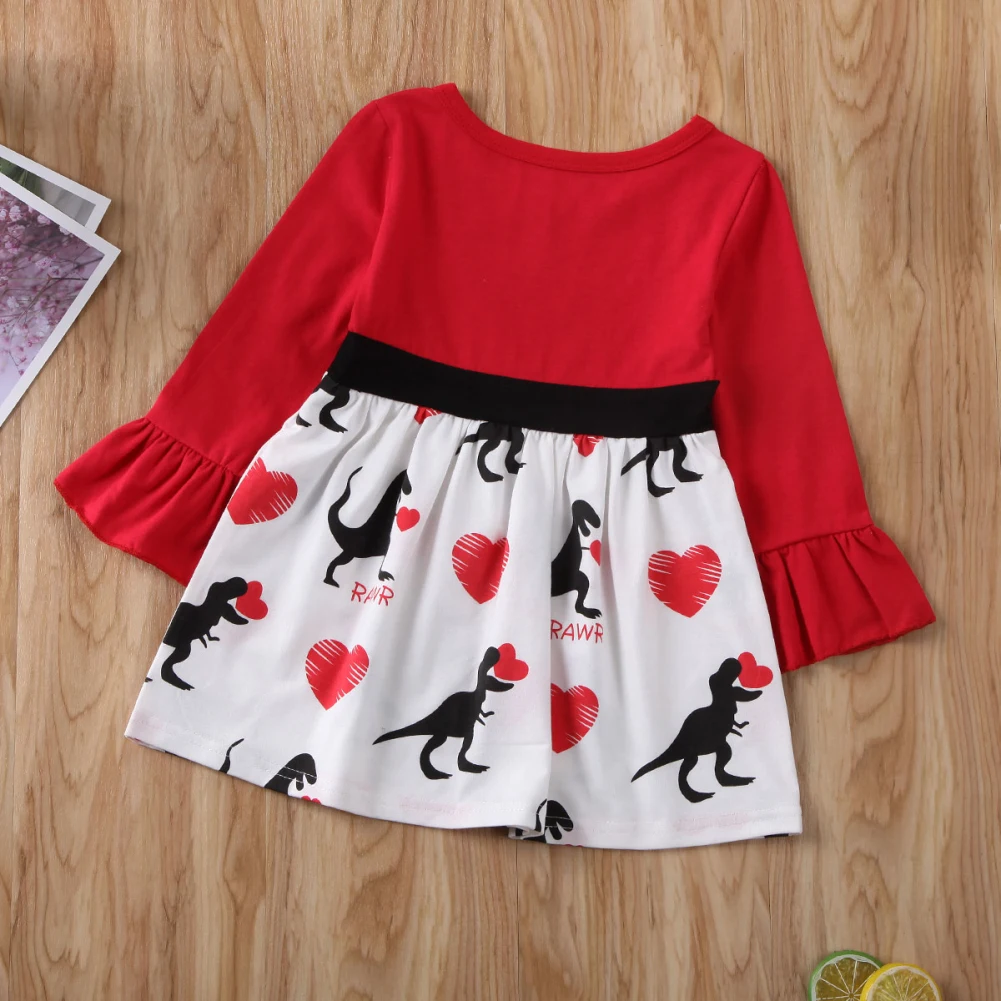 Модное платье-пачка с длинными рукавами и рисунком динозавра на День святого