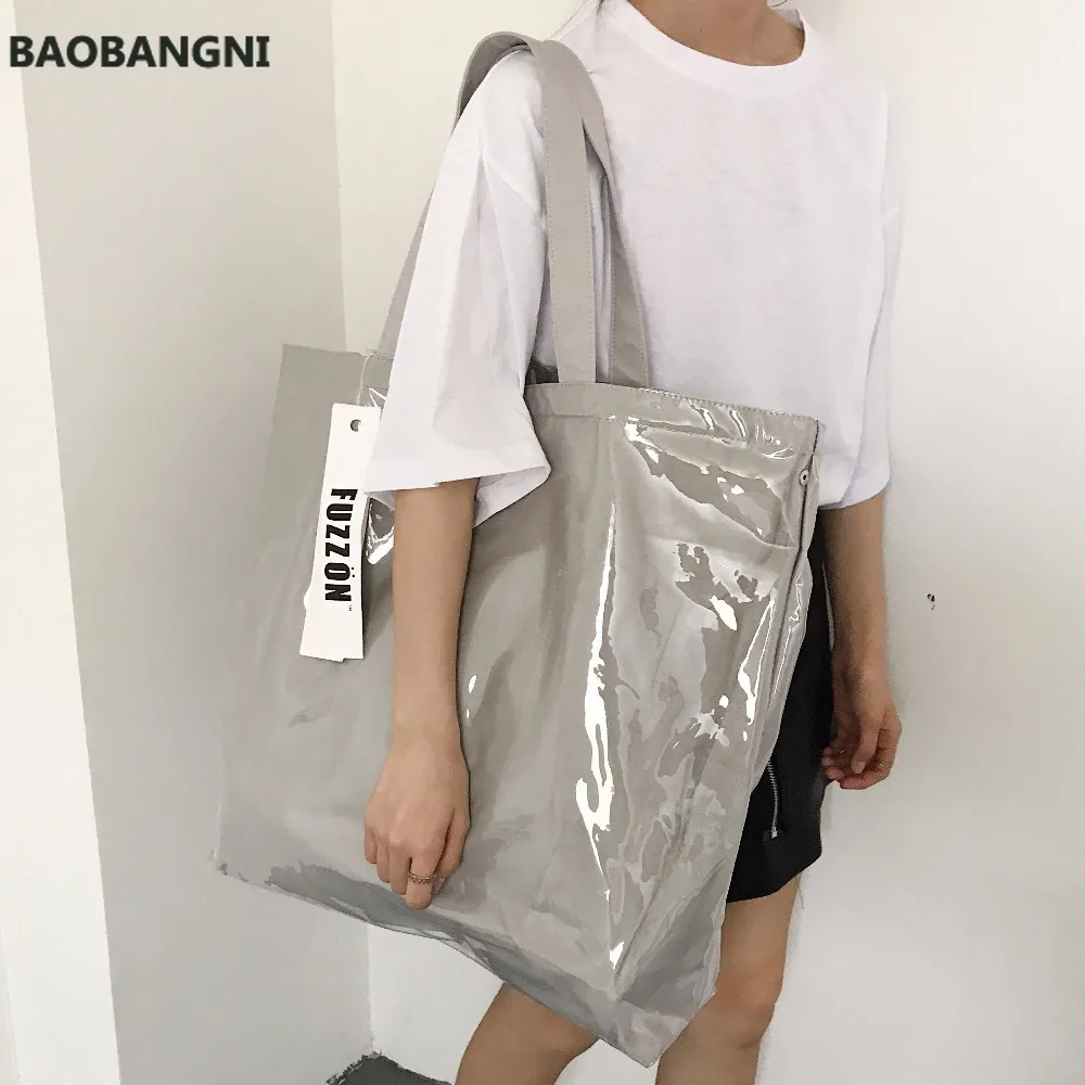 

Винтажная сумка для покупок из крафт-бумаги, прозрачная двойная Водонепроницаемая Повседневная сумочка-тоут из ПВХ, мессенджер на плечо