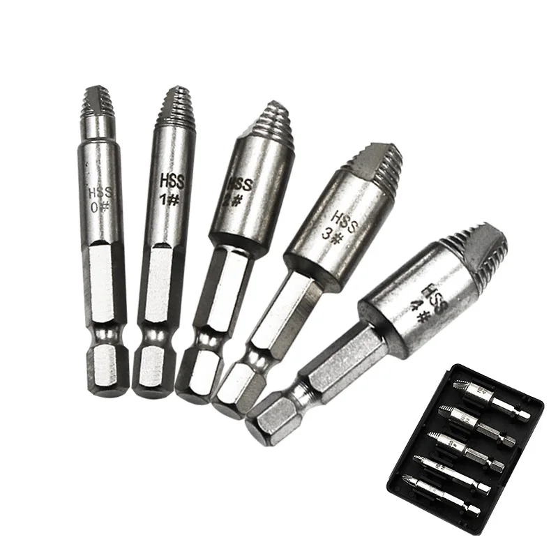 

High Quality Set Broken Head Screw Extractor Slippery Tooth Damage Removal Tool Titanium-plated Screwdriver Bit Double Head Set