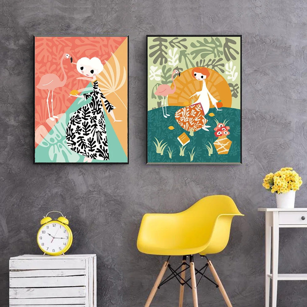 Абстрактная девушка Матисс лист искусство скандинавские постеры и принты