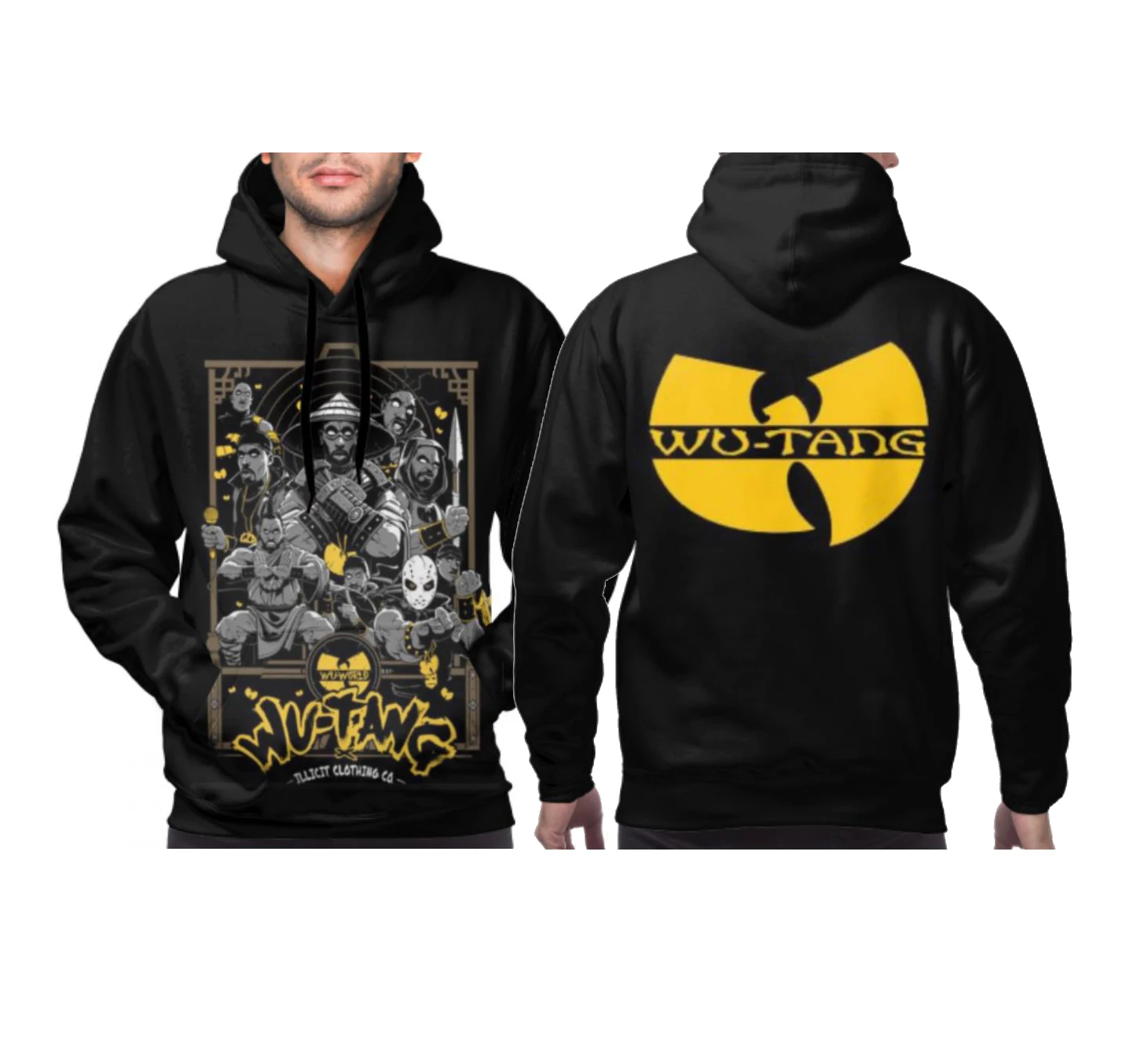 

New fashion rap band Wu Tang Clan logo 3D printing casual street hip-hop men and women hooded breathable sports popular sweater