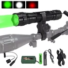 Водонепроницаемый зеленыйбелыйкрасный светодиодный военный охотничий фонарик, батарея 18650, переключатель давления и зарядное устройство USB