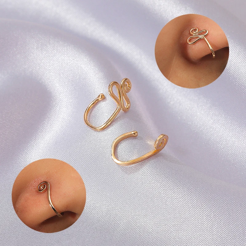 

Copper U-shaped Nose Decorations Metal Non-hole Nose Nails Exaggerated Fashion Punk Non-hole Nose Nails Piercing Jewelry