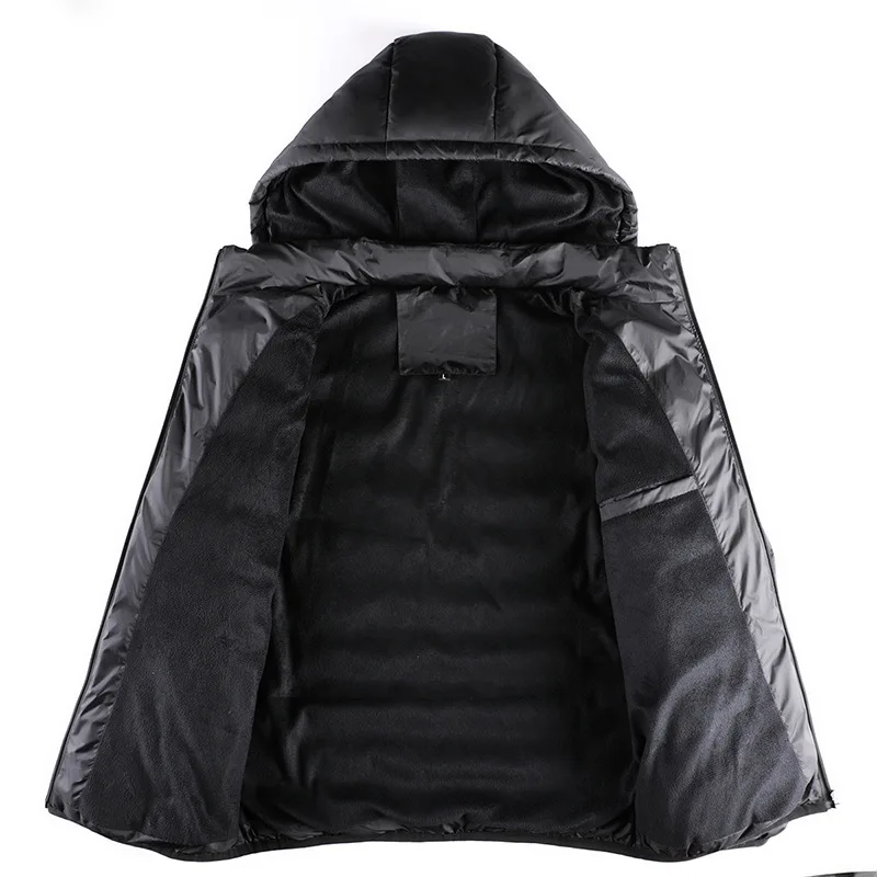 

Men Winter Brand Parkas Coat Fashion Male Solid Color Hooded Parka Men's Plus velvet Thickening Parka Coats