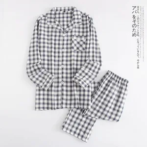 2 Pieces Summer Pajamas for Women Cotton Long Sleeve Sleepwear Set Plaid Print Ladies Pajamas Set Femme Pyjamas Home Suit 2 Pieces Summer Pajamas for Women Cotton Long Sleeve Sleepwear Set Plaid Print Ladies Pajamas Set Femme Pyjamas Home Suit