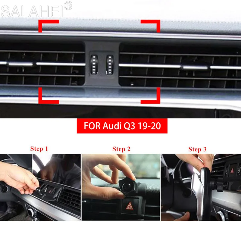 

Hot Selling Car Special Mobile Phone Holder For Audi Q3 2019 2020 Air Vent Mount No Magnetic GPS Stand Support Cellphone Bracket