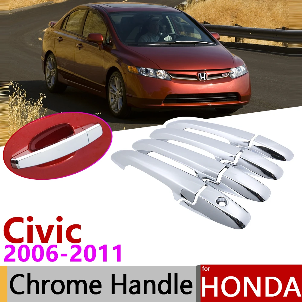 

for Honda Civic MK8 2006~2011 Luxurious Chrome Exterior Door Handle Cover Car Accessories Stickers Trim Set 2007 2008 2009 2010