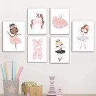 Картина для детской комнаты, Настенная картина для балерины, розового цвета, с рисунком в скандинавском стиле, украшение детской комнаты