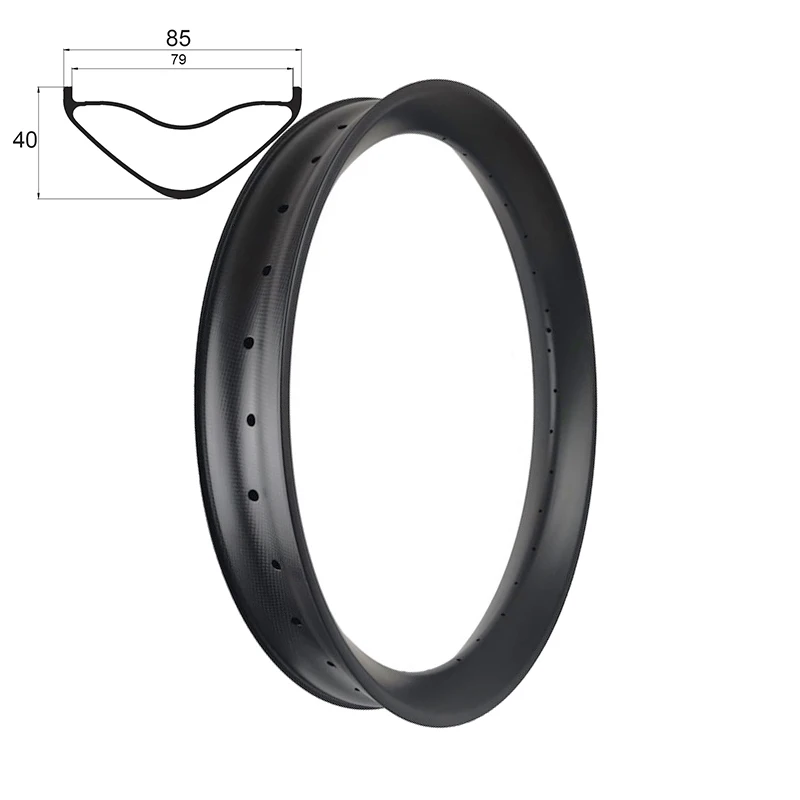 85mm Width 40mm Depth 27.5inch Fat Bike Carbon Wheel 27.5er Carbon Rims for Sand Bike Snow Bicycle Tubelesss Wheels V 32h 36h