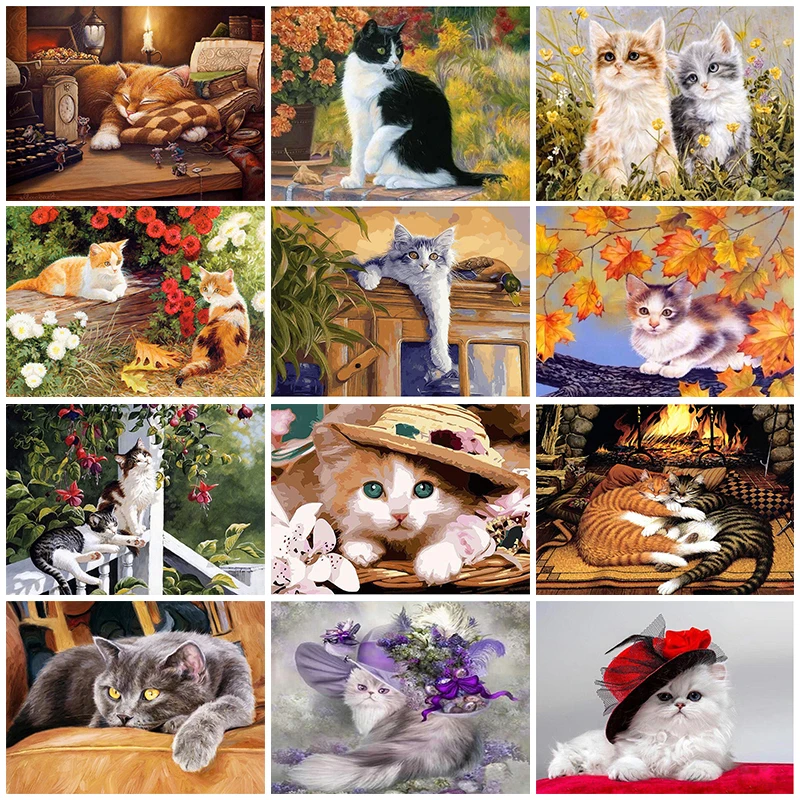 GATYZTORY Paint By Numbers For Adults Children Cats Picture DIY HandPainted Oil Painting Home Decoration Unique Gift