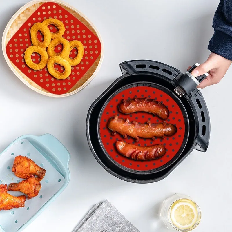 

Air Fryer Liner Air Fryer Mat Food Grade Non-Stick Silicone Fryer Basket For 7.5~9-Inch Air Fryers Steamers Kitchen Accessories