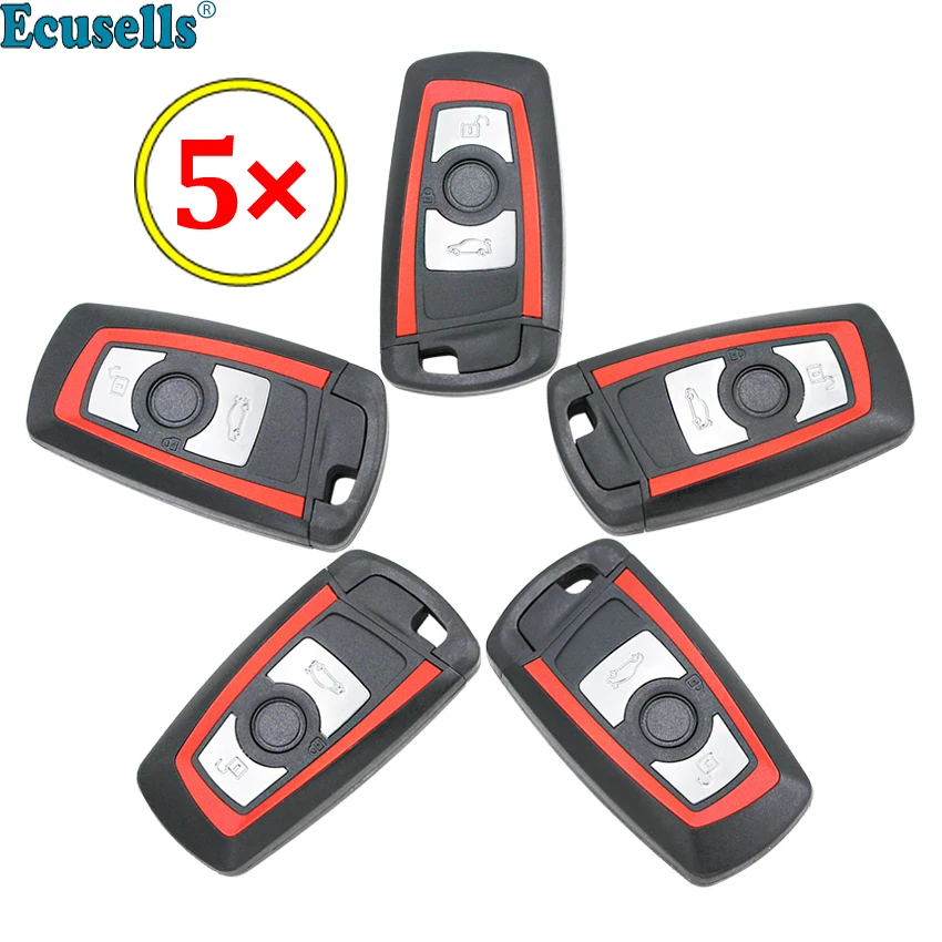 

5pcs/lot 3 Button Smart Remote Key Shell Case fob for BMW CAS4 F 1 3 5 7 Series 2009-2016 FCC ID: YGOHUF5662 with Red Edge