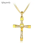 Мужской крест Форсаж 8 Dominic Toretto, с золотым и серебряным покрытием, с кристаллами, с крестом Иисуса, мужские украшения