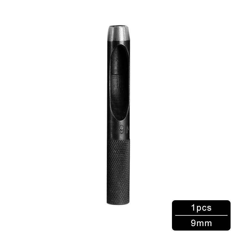 1PCS 9mm MIUSIE 1 шт. 10 размер Круглый углеродистая сталь Кожа ремесло хвостовик полый дырокол 1 мм-10 мм для кожаного ремня полоса прокладки инструменты - Цвет: 1PCS 9mm