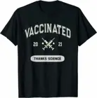 Смешная привитая 2021 спасибо, наука, я получил вакцину, черная Универсальная футболка с круглым вырезом и короткими рукавами