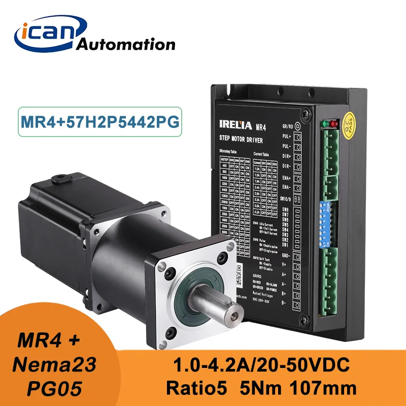 Набор шаговых двигателей ICAN Nema23 ратио5 5 нм 1.2A MR4 20-50 В постоянного тока 1,0-4.2A, планетарный шаговый набор Набор шаговых двигателей ICAN Nema23 ратио5 5 нм 1.2A MR4 20-50 В постоянного тока 1,0-4.2A, планетарный шаговый набор