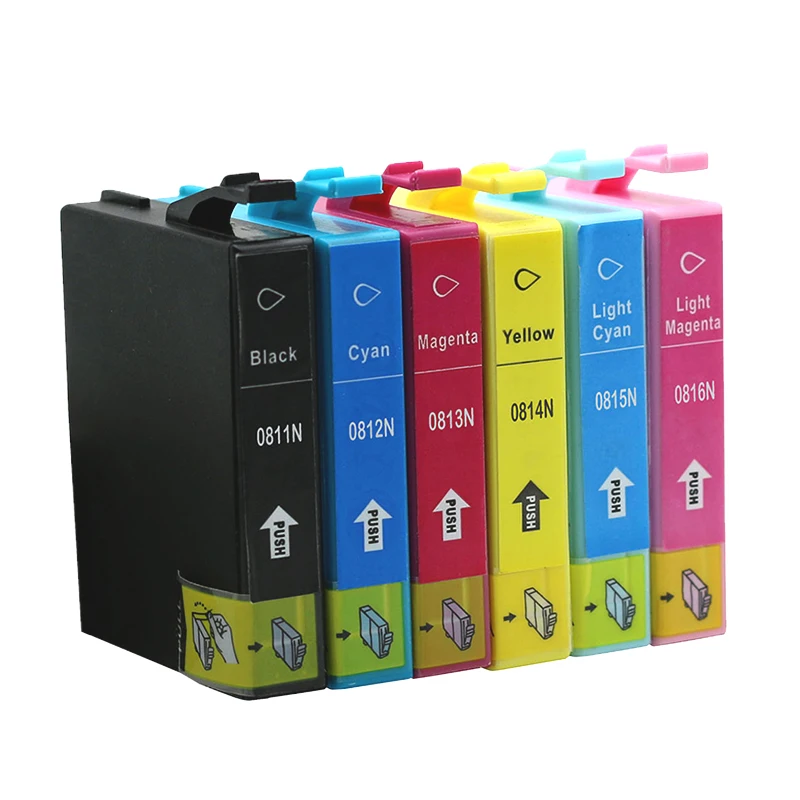 Совместимый чернильный картридж для принтера Epson T0811 0812 0813 Stylus photo 1410 R270 R390 RX590 R290