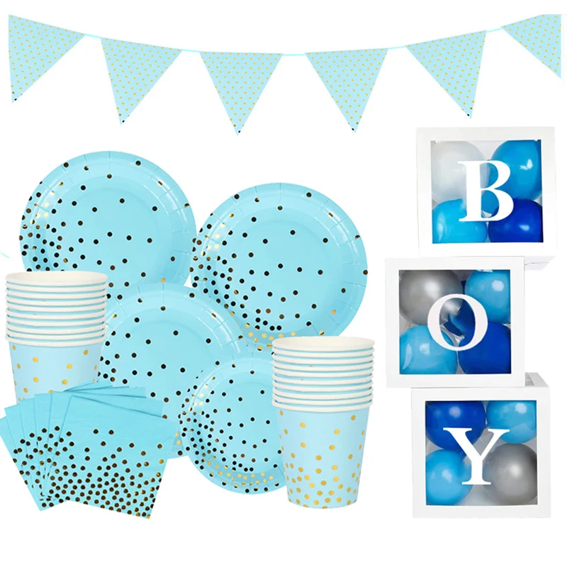 1 год Мальчик День рождения первый день мальчик украшения для вечевечерние синий