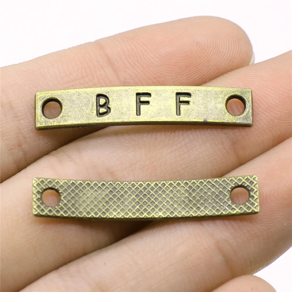 

WYSIWYG 10pcs 6x35mm Bff Connector Charms Antique Bronze Color For DIY Jewelry Making Charms Pendant Jewelry Findings