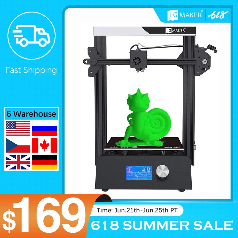 3D принтер JGMAKER Magic высокая точность большой размер сборки 220x220x250 мм возобновление