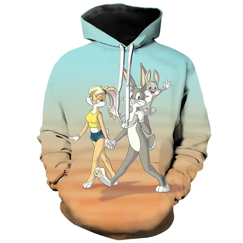 

New rabbit hoodie 3D cartoon anime boys and girls, children's fashion casual, stylish personality sweatshirt 2021 plus size top