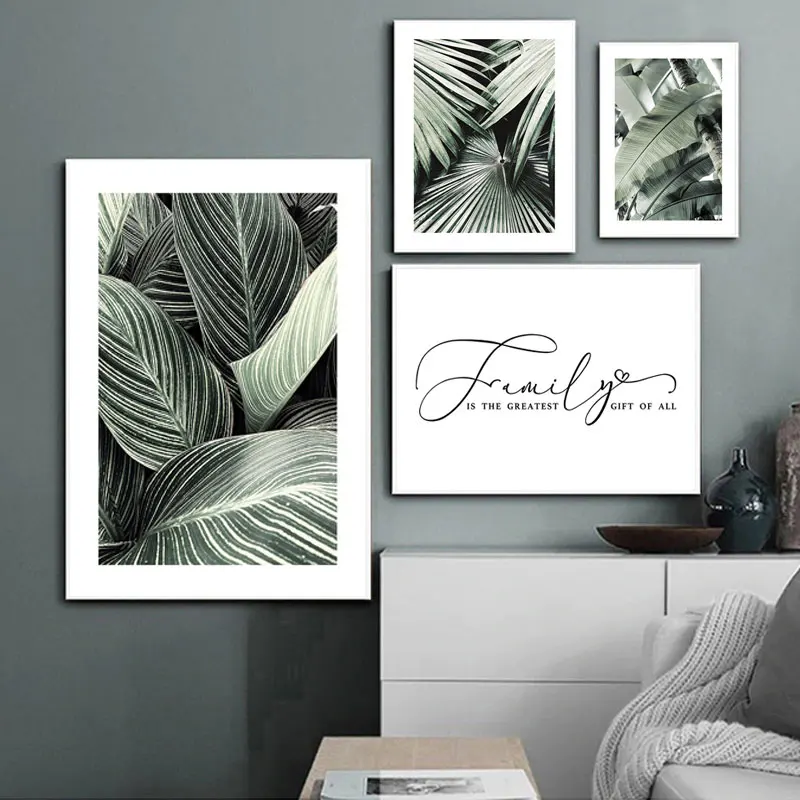 

Tropical Plant Leaf Canvas Poster Nordic Botanical Wall Art Print Scandinavian Home Decoration Picture Painting Family Quotes