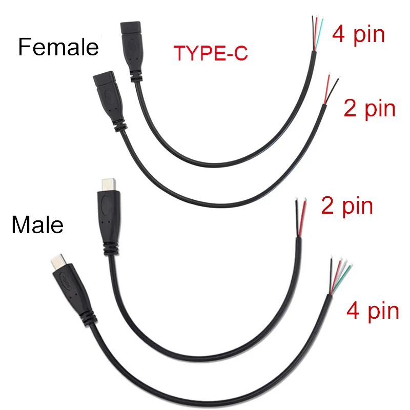 5 Types Wire Micro USB 2.0 Type-C AUX Mono Connector Power Supply Extension Cable Charger Male to Female 2-pin 4-pin Data Line |