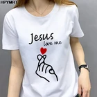 Женская футболка с принтом Иисуса, надписью love me Than heart