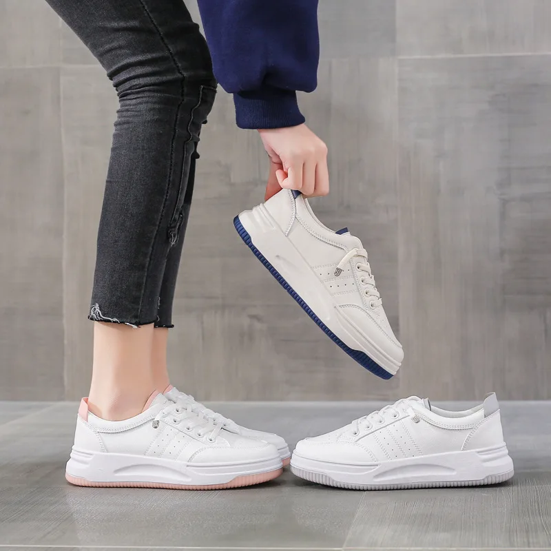 Корейский все-матч женская обувь дышащая из искусственной кожи Обувь на плоской