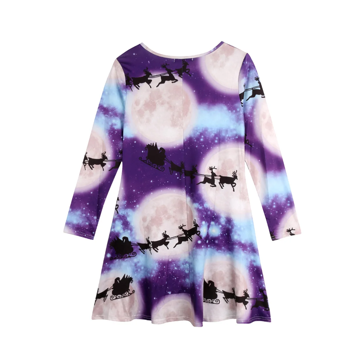 Платья для мамы и дочки Рождественская одежда с рисунком оленя бега Луны семьи